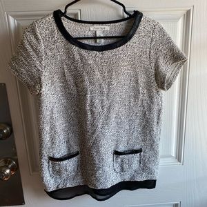 Short Sleeve Tweed Chain Boxy Top by White House Black Market